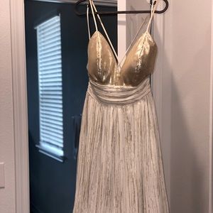Sexy nude&gold nude dress, S